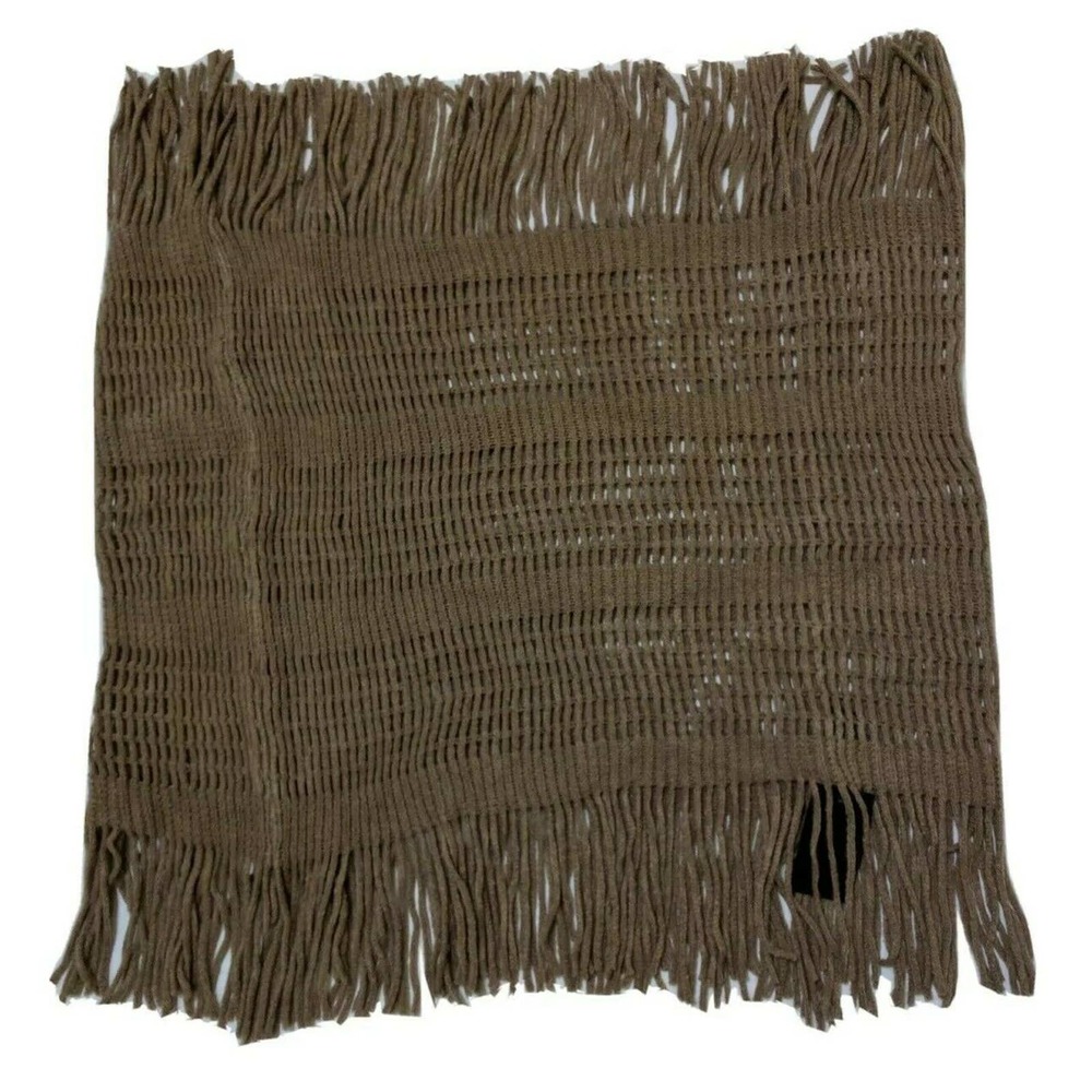 David and Young brown infinity knit fringe scarf